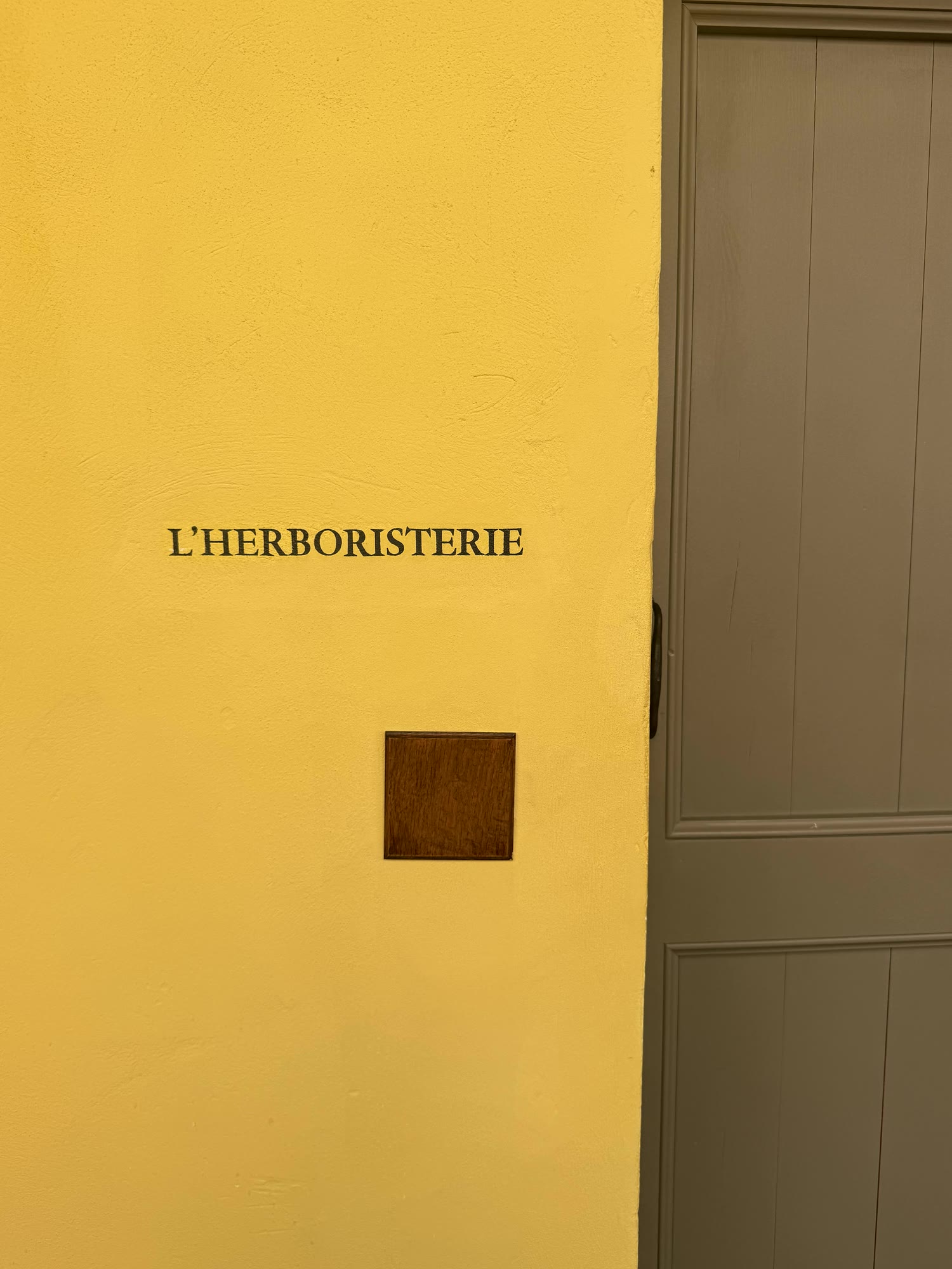 The yellow door of the herboristerie, Hôtel du Couvent